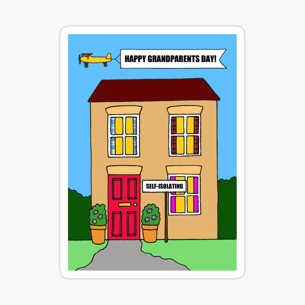 Covid 19, Happy Grandparents Day, Cartoon House in Self-isolation. Covid 19, Happy Grandparents Day, Cartoon House in Self-isolation.