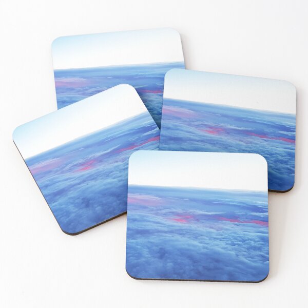 Item preview, Bright blue sky clouds with red sun underneath from the pilots cockpit window above the clouds. designed and sold by Michelle  Brewster.