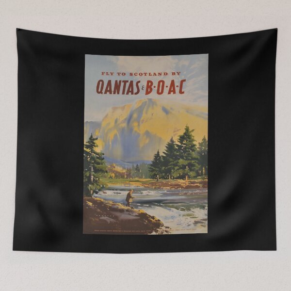 Item preview, Fly to Scotland vintage travel poster designed and sold by stickart-marek.