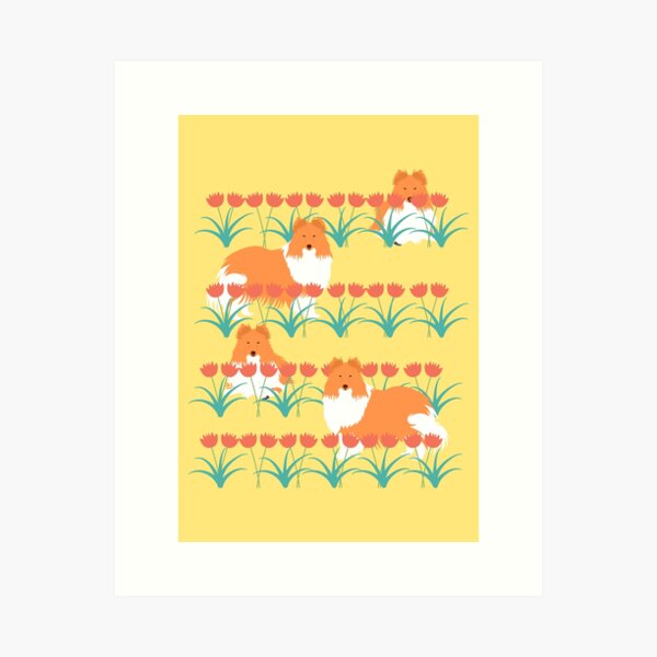 Item preview, Shetland Sheepdog in a Field of Flowers designed and sold by Lulupainting.
