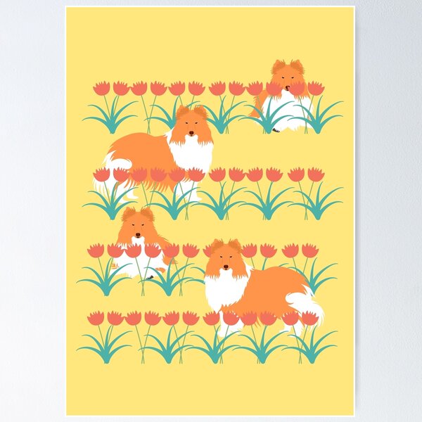 Item preview, Shetland Sheepdog in a Field of Flowers designed and sold by Lulupainting.