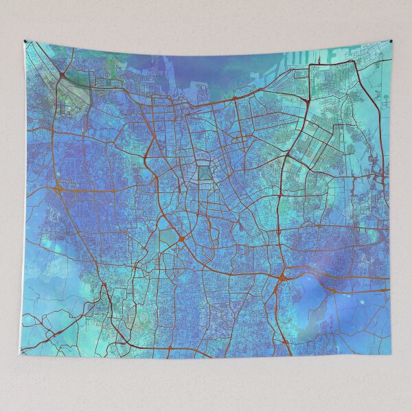 Item preview, Jakarta Indonesia Street Map Blue Lagoon designed and sold by IvonDesign.