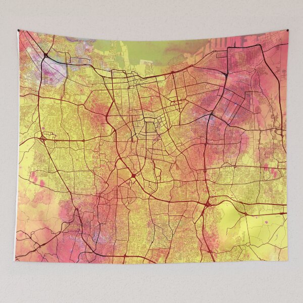 Item preview, Jakarta Indonesia Street Map Yellow Pink designed and sold by IvonDesign.