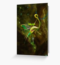 Dancing Auroras - Green Fairy Greeting Card
