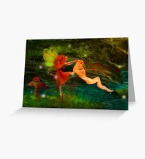 Dancing Auroras - Orange Fairy Greeting Card