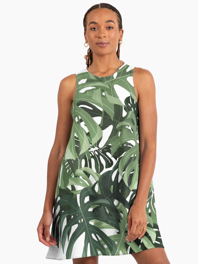 Monstera Deliciosa Leaves" A-Line Dress for Sale by gusstvaraonica |  Redbubble