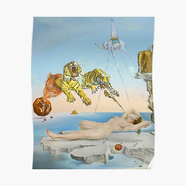 Dream Caused by the Flight of a Bee around a Pomegranate a Second before Waking - Salvador Dalí (1944) Poster