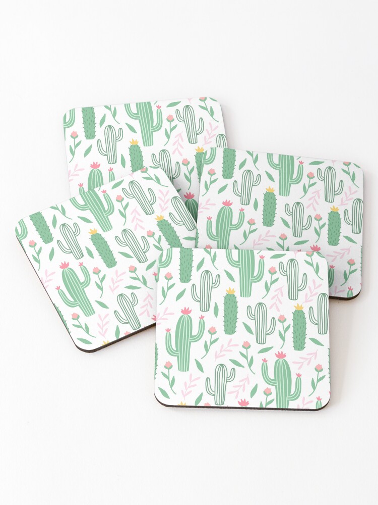 Thumbnail 1 of 5, Coasters (Set of 4), Cute Cactus Pattern designed and sold by HuntersDesigns.