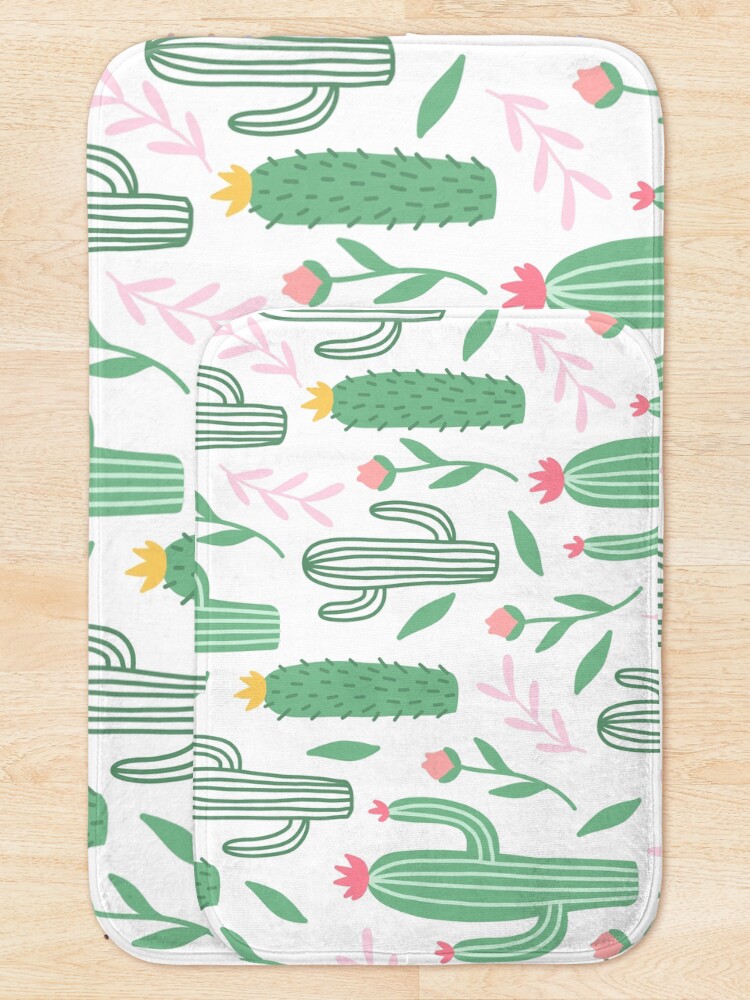 Thumbnail 5 of 6, Bath Mat, Cute Cactus Pattern designed and sold by HuntersDesigns.