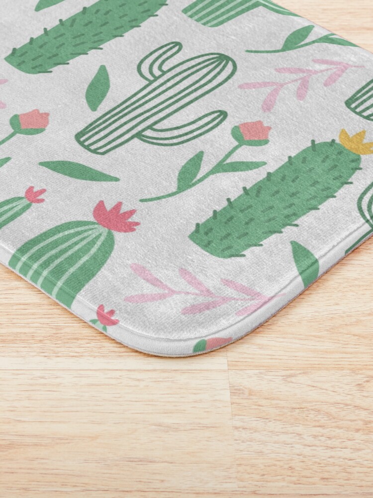 Thumbnail 3 of 6, Bath Mat, Cute Cactus Pattern designed and sold by HuntersDesigns.