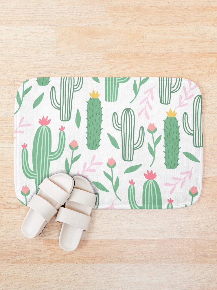 Thumbnail 1 of 6, Bath Mat, Cute Cactus Pattern designed and sold by HuntersDesigns.