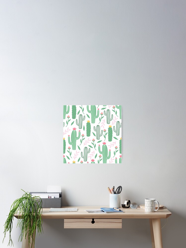 Thumbnail 2 of 3, Poster, Cute Cactus Pattern designed and sold by HuntersDesigns.