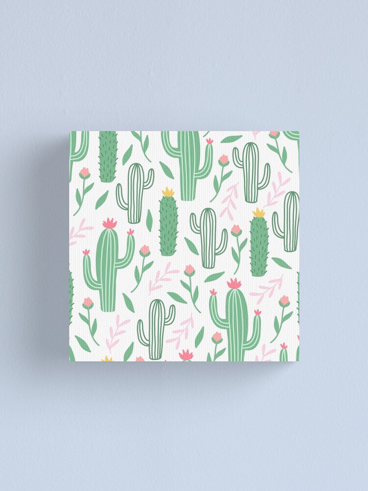 Thumbnail 1 of 3, Canvas Print, Cute Cactus Pattern designed and sold by HuntersDesigns.