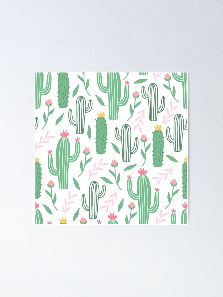 Thumbnail 1 of 3, Poster, Cute Cactus Pattern designed and sold by HuntersDesigns.