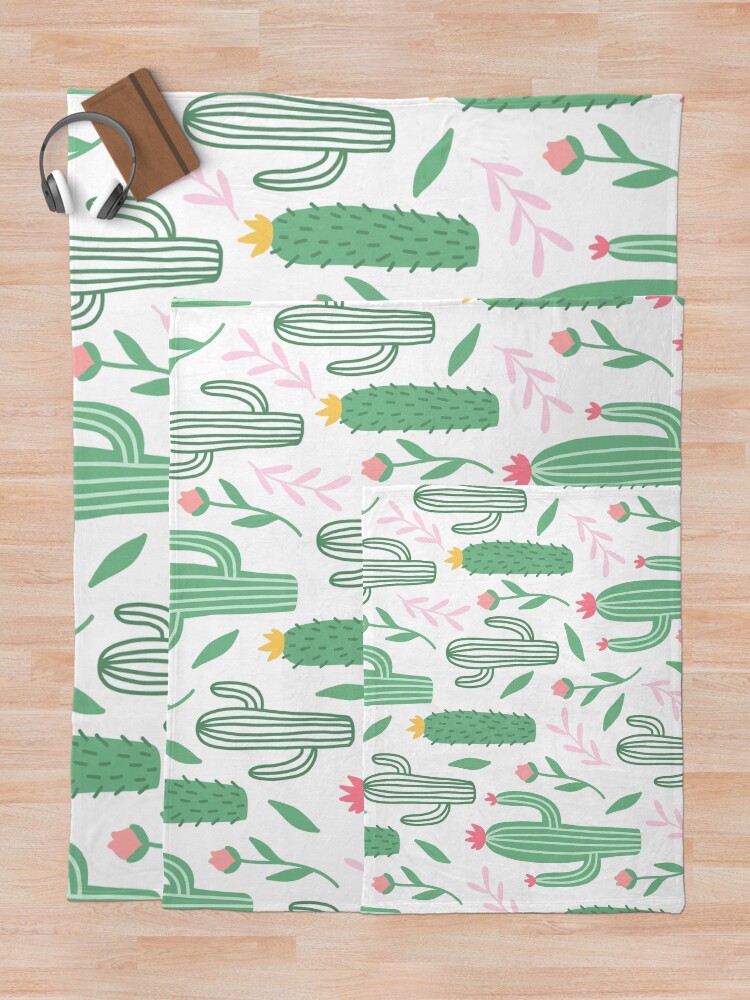 Thumbnail 5 of 6, Throw Blanket, Cute Cactus Pattern designed and sold by HuntersDesigns.