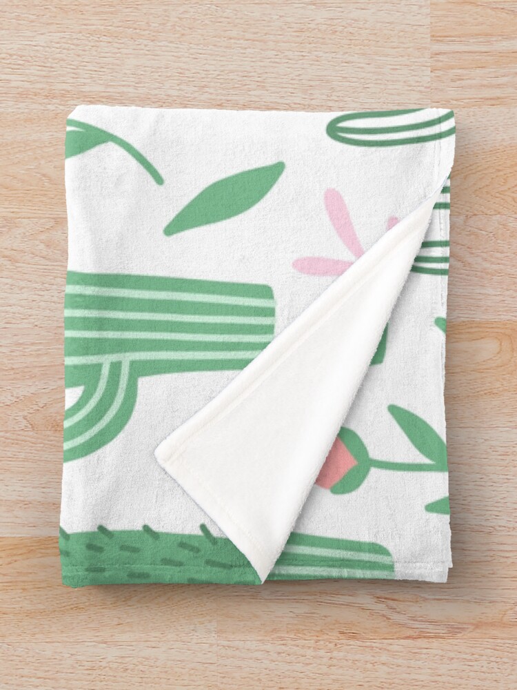 Thumbnail 3 of 6, Throw Blanket, Cute Cactus Pattern designed and sold by HuntersDesigns.