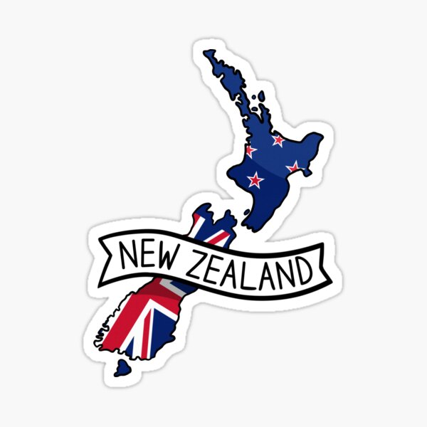 New Zealand Flag Map Sticker Sticker