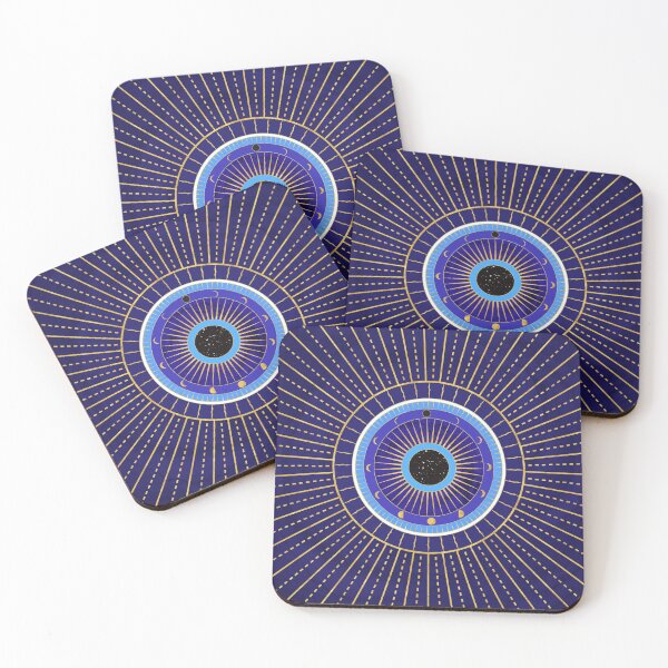 Item preview, Cobalt Blue Evil Eye Mandala  with Moon Phases designed and sold by Octavia Soldani.