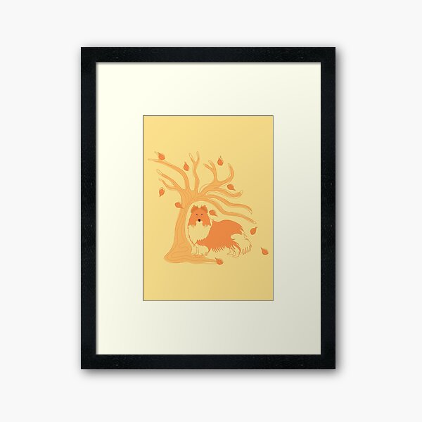 Shetland Sheepdog in Autumn Framed Art Print