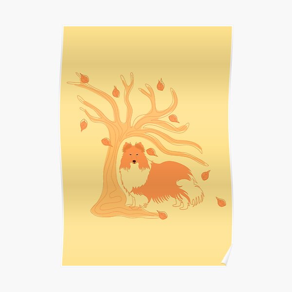 Shetland Sheepdog in Autumn Poster