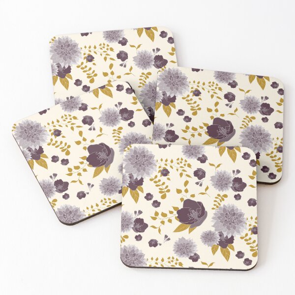 Item preview, Lush dahlias pattern in mustard green palette designed and sold by BrankaPD.