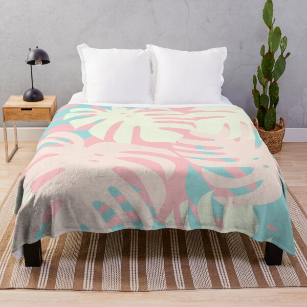 Item preview, Monstera leaf in blush and baby blue palette designed and sold by BrankaPD.
