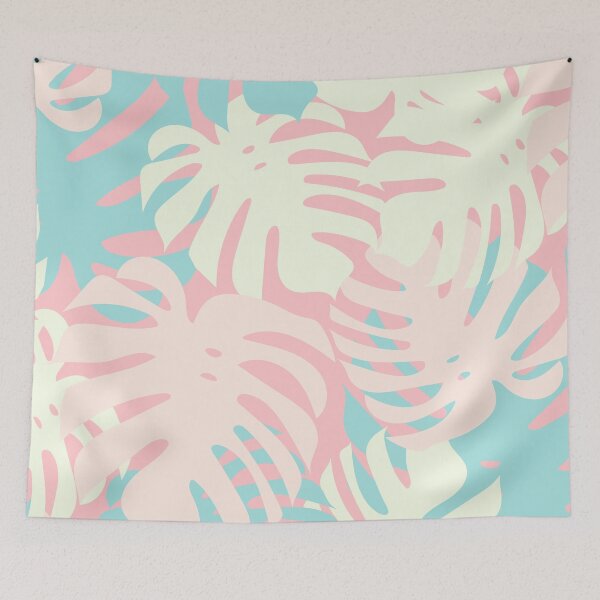 Item preview, Monstera leaf in blush and baby blue palette designed and sold by BrankaPD.