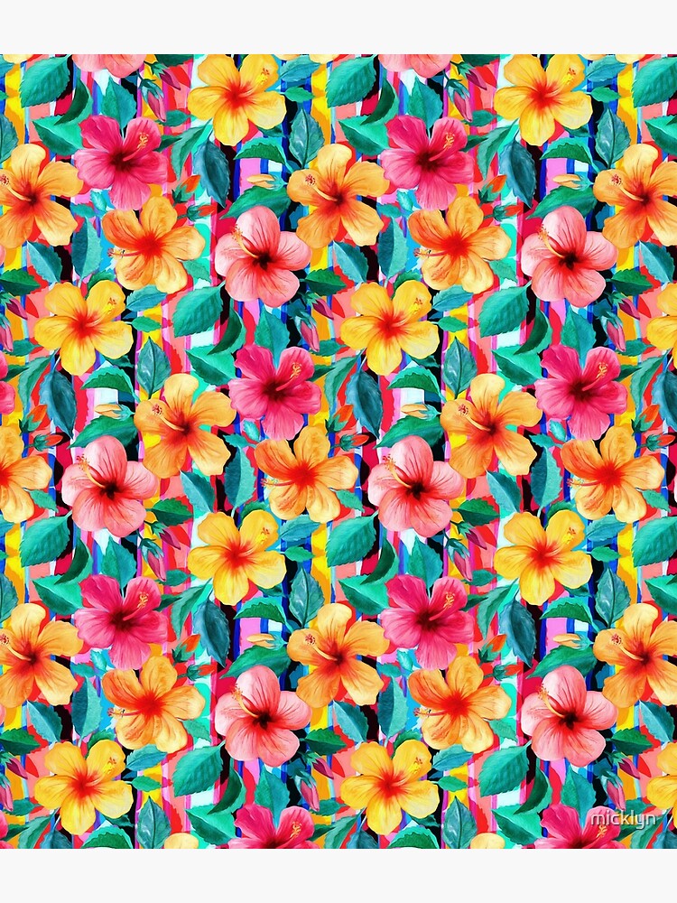 OTT Maximalist Hawaiian Hibiscus Floral with Stripes by micklyn