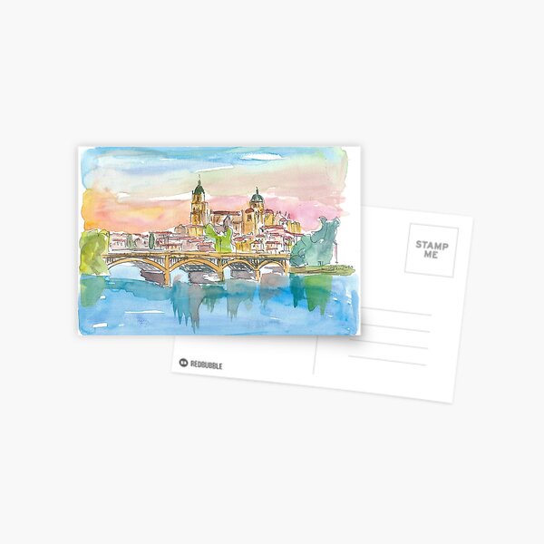 Item preview, Salamanca Spain Cathedral and Tormes Bridge designed and sold by artshop77.