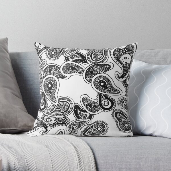 Jiggy Paisley Spirals Throw Pillow