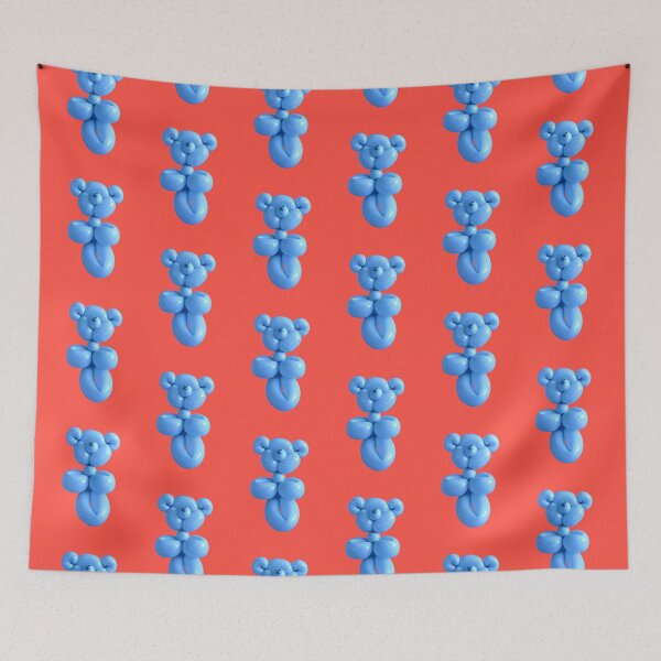 Item preview, Blue teddy bear party balloon on red designed and sold by Retro Futurist.