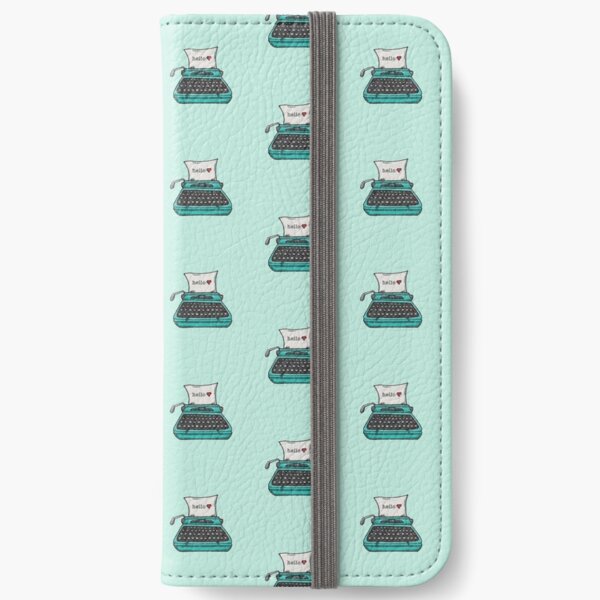 Retro Typewriter in Aqua Blue iPhone Wallet