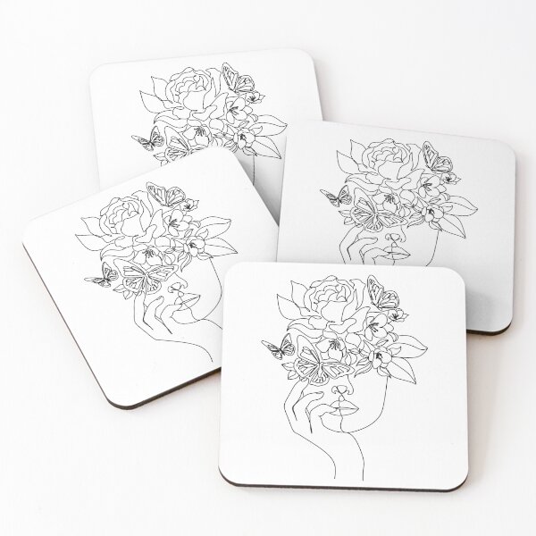 Item preview, Flower in woman head. Vector line illustration. Line drawing. One line. Nature face. Nature cosmetics. Flower icon. Minimalist print. One Line Black White Drawing Artwork, Minimalist Couple Art, Minim designed and sold by OneLinePrint.