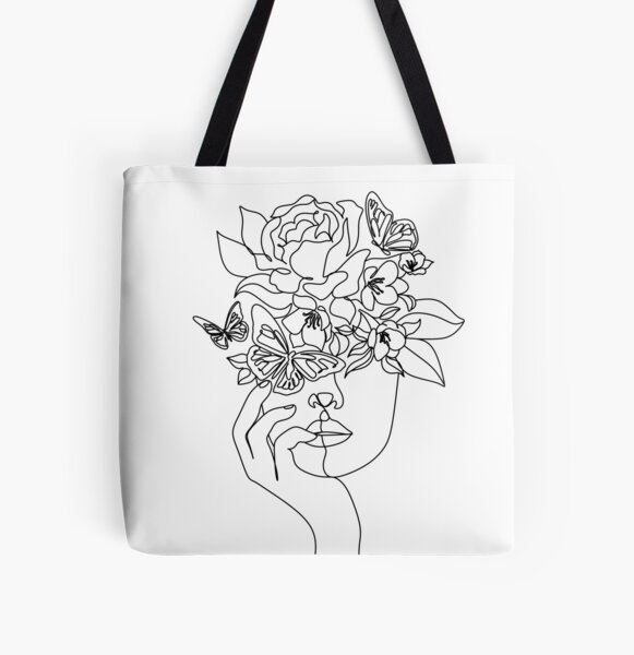 Item preview, Flower in woman head. Vector line illustration. Line drawing. One line. Nature face. Nature cosmetics. Flower icon. Minimalist print. One Line Black White Drawing Artwork, Minimalist Couple Art, Minim designed and sold by OneLinePrint.