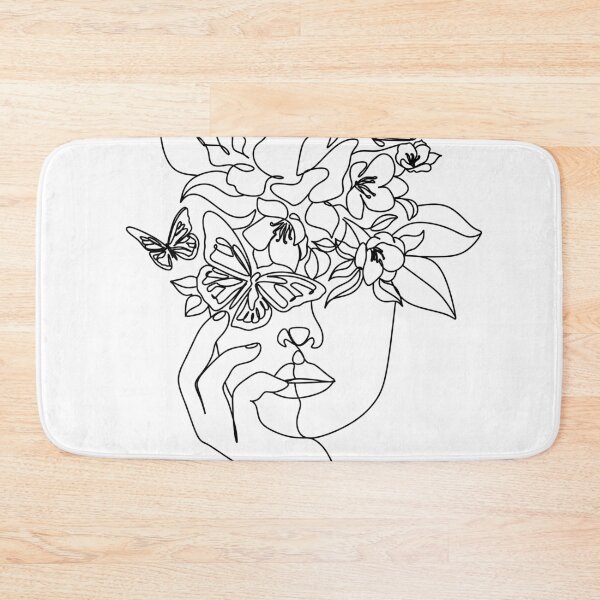 Item preview, Flower in woman head. Vector line illustration. Line drawing. One line. Nature face. Nature cosmetics. Flower icon. Minimalist print. One Line Black White Drawing Artwork, Minimalist Couple Art, Minim designed and sold by OneLinePrint.