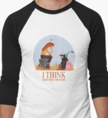 I think therefore I am vegan Men's Baseball ¾ T-Shirt