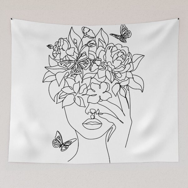 Item preview, DIGITAL, Single Line Art Print Woman With Flowers, Female Line Art, Minimalist Wall Art, Head of Flowers Art Print, Flower Woman Line Art designed and sold by OneLinePrint.
