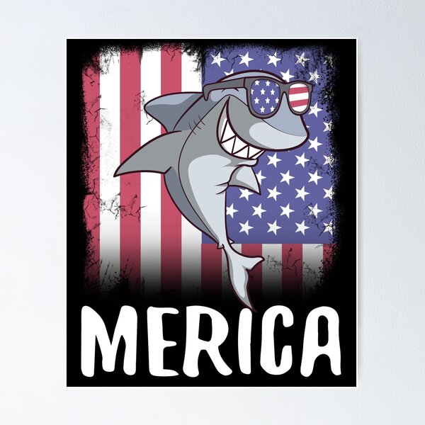 Item preview, Merica Shark USA American Flag designed and sold by fatamyfan1.