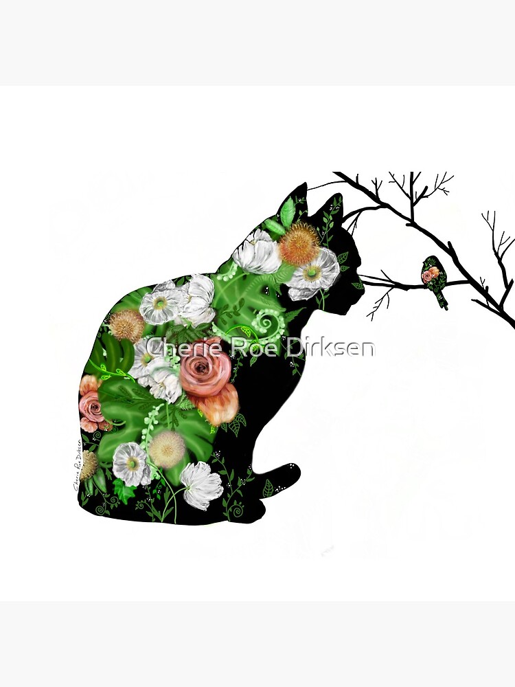Floral Cat Silhouette by cheriedirksen