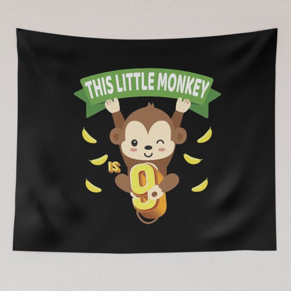 Item preview, This Little Monkey Is 9 Years Old Kid 9th Birthday Monkeys product designed and sold by Grabitees.