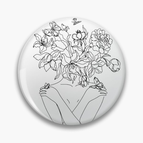Item preview, Flower Head Art Print | Minimal Line Art | Floral Illustration | Single Line Sketch | Female Body Poster | Naked Woman Wall Art | Peony Art designed and sold by OneLinePrint.
