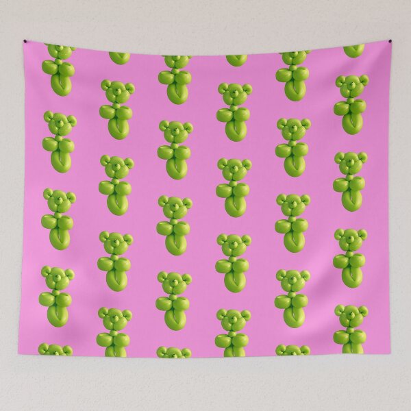 Item preview, Green teddy bear party balloon on pink designed and sold by Retro Futurist.