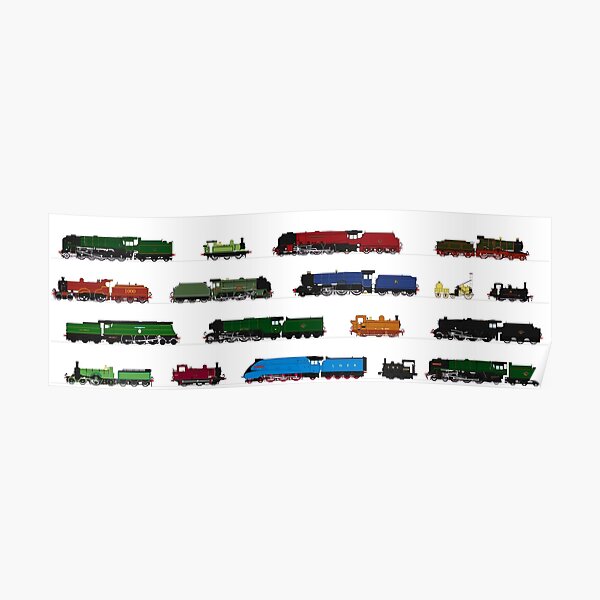 Iconic British Steam Trains Poster