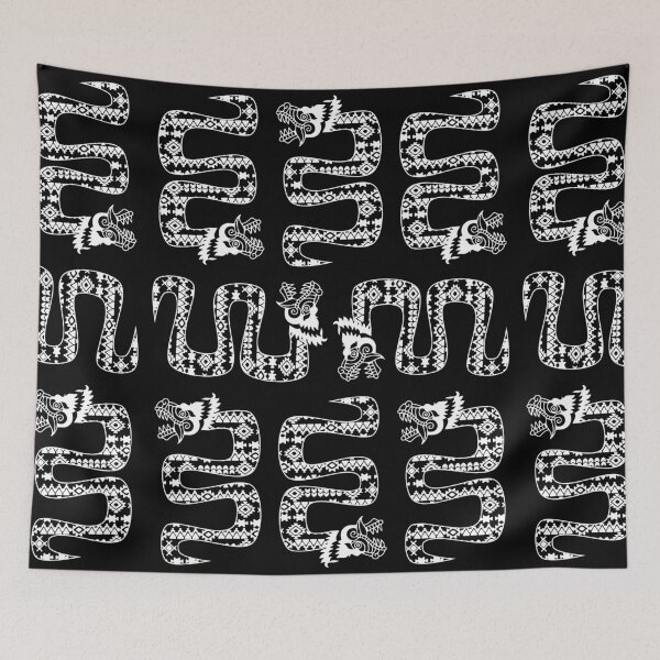 Item preview, Aztec Tribal serpent dragon pattern white designed and sold by Jake Purcell.