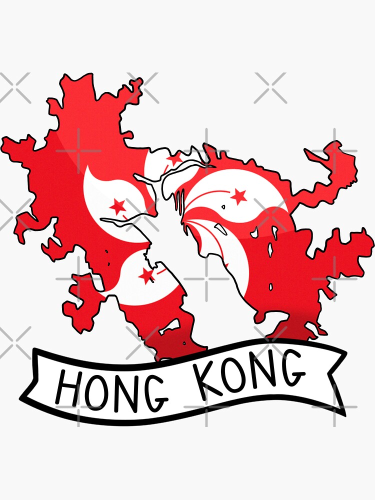 Hong Kong Flag Map Sticker Sticker For Sale By Drawingvild Redbubble