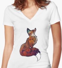 Space Fox Women's Fitted V-Neck T-Shirt