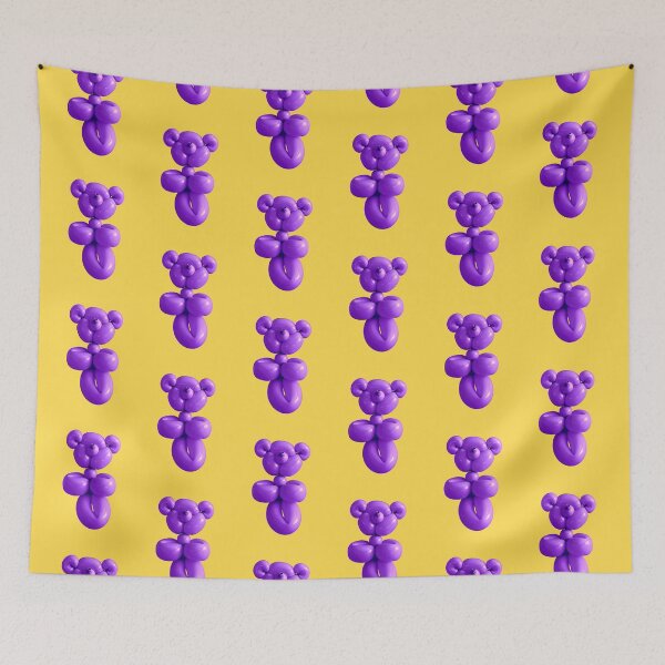 Item preview, Purple teddy bear party balloon on yellow designed and sold by Retro Futurist.