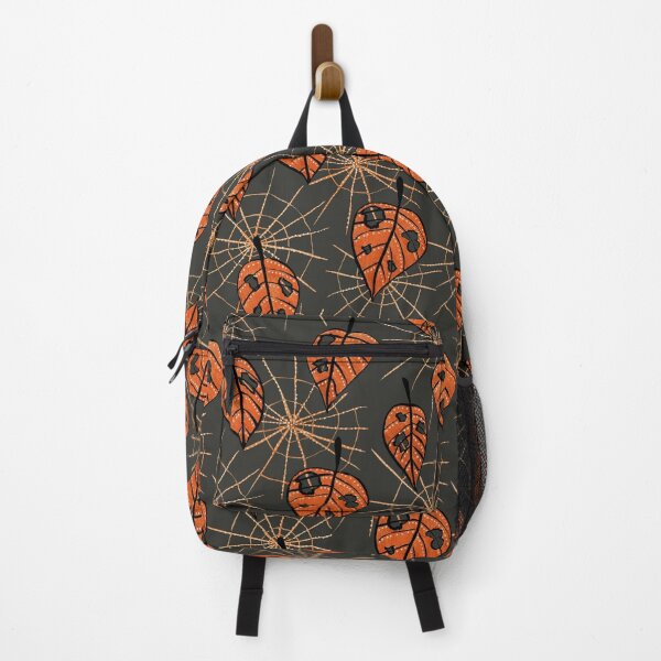 Orange Leaves With Holes And Spiderwebs Backpack