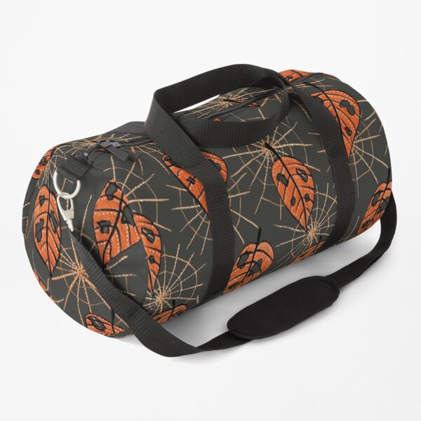 Orange Leaves With Holes And Spiderwebs Duffle Bag
