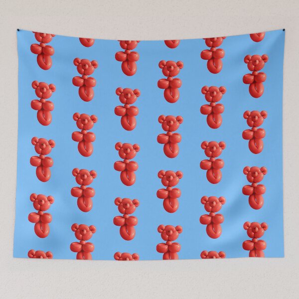 Item preview, Red teddy bear party balloon on blue designed and sold by Retro Futurist.
